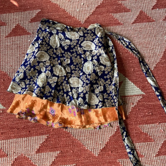 Boho Sari Silk Wrap Skirt - Picture 1 of 7